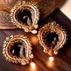 Heart Shaped Swastika Diwali Diya Oil Lamp Pack of 3